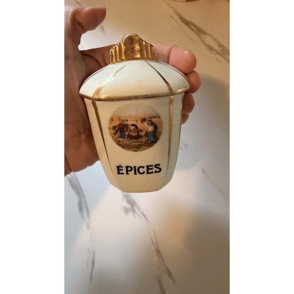 Antique Limoges French Porcelain Canisters with Lid 